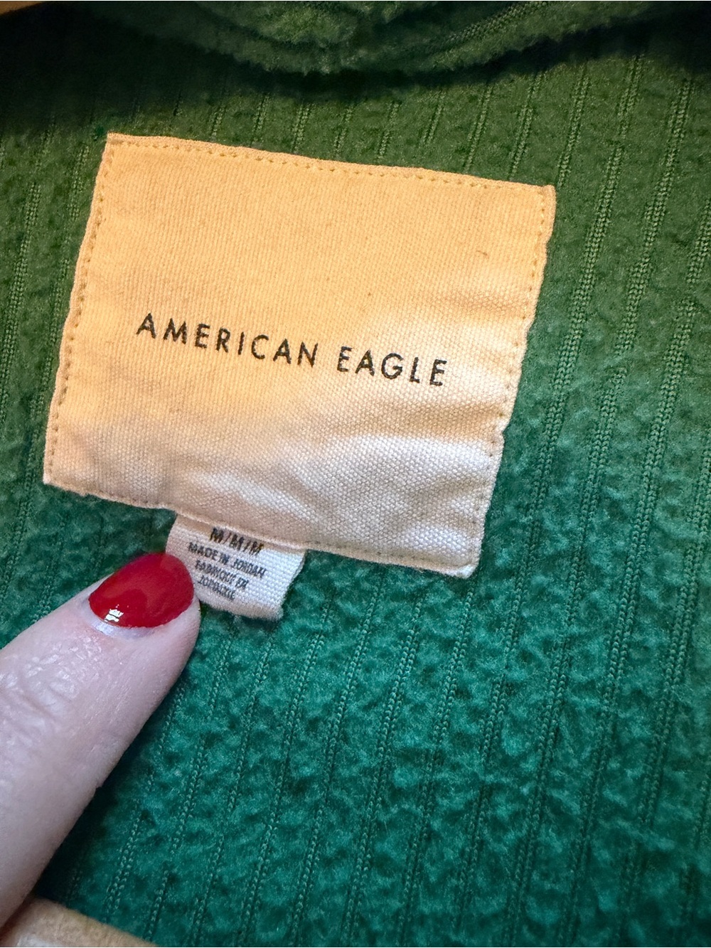American Eagle Outfitters | Kelly Green Faux Sherpa Button-Up Shacket - Picture 5 of 8